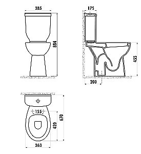 Унитаз напольный Creavit для инвалидов BD305-11 белый, с бачком купить в интернет-магазине Sanbest