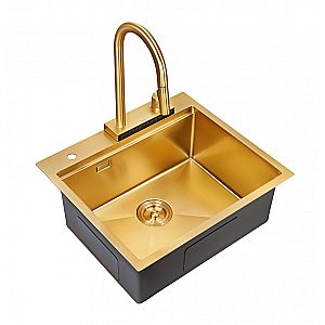 Мойка кухонная Milacio Denia 57 Steel MC.77408 золото купить в интернет-магазине сантехники Sanbest