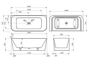 Ванна акриловая Abber AB9223-1.6 160x75 купить в интернет-магазине Sanbest