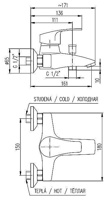 Смеситель для ванны RAV-Slezak KONGO K054.5 купить в интернет-магазине сантехники Sanbest