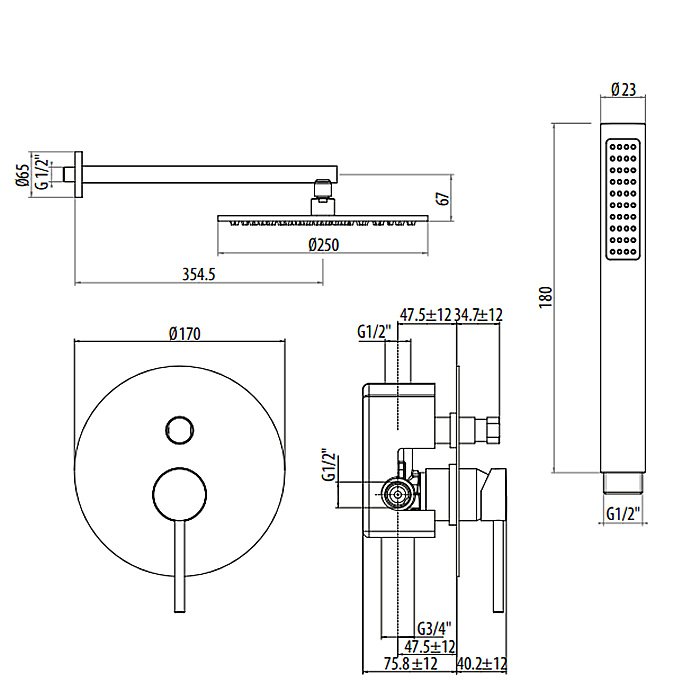Душевая система Gattoni Circle One 9090/PDBO белая матовая купить в интернет-магазине сантехники Sanbest