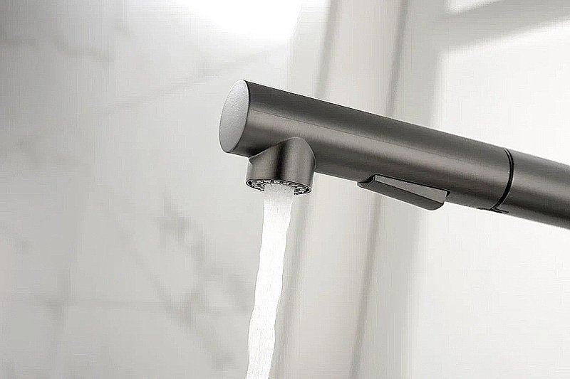 Смеситель для кухни Paulmark Neo Ne214419-GM вороненая сталь купить в интернет-магазине сантехники Sanbest