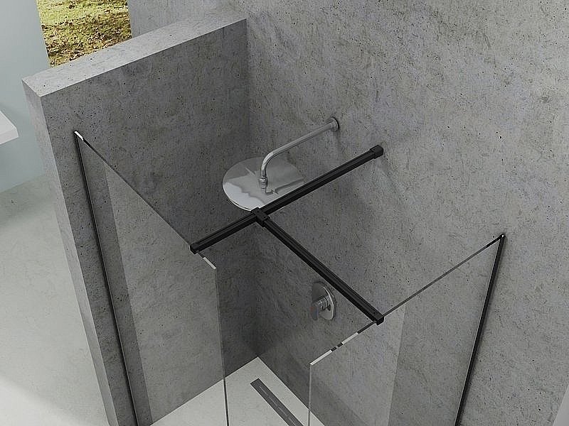 Душевое ограждение Ravak WALK-IN DOUBLE WALL 110x80 черный/Transparent купить в интернет-магазине Sanbest