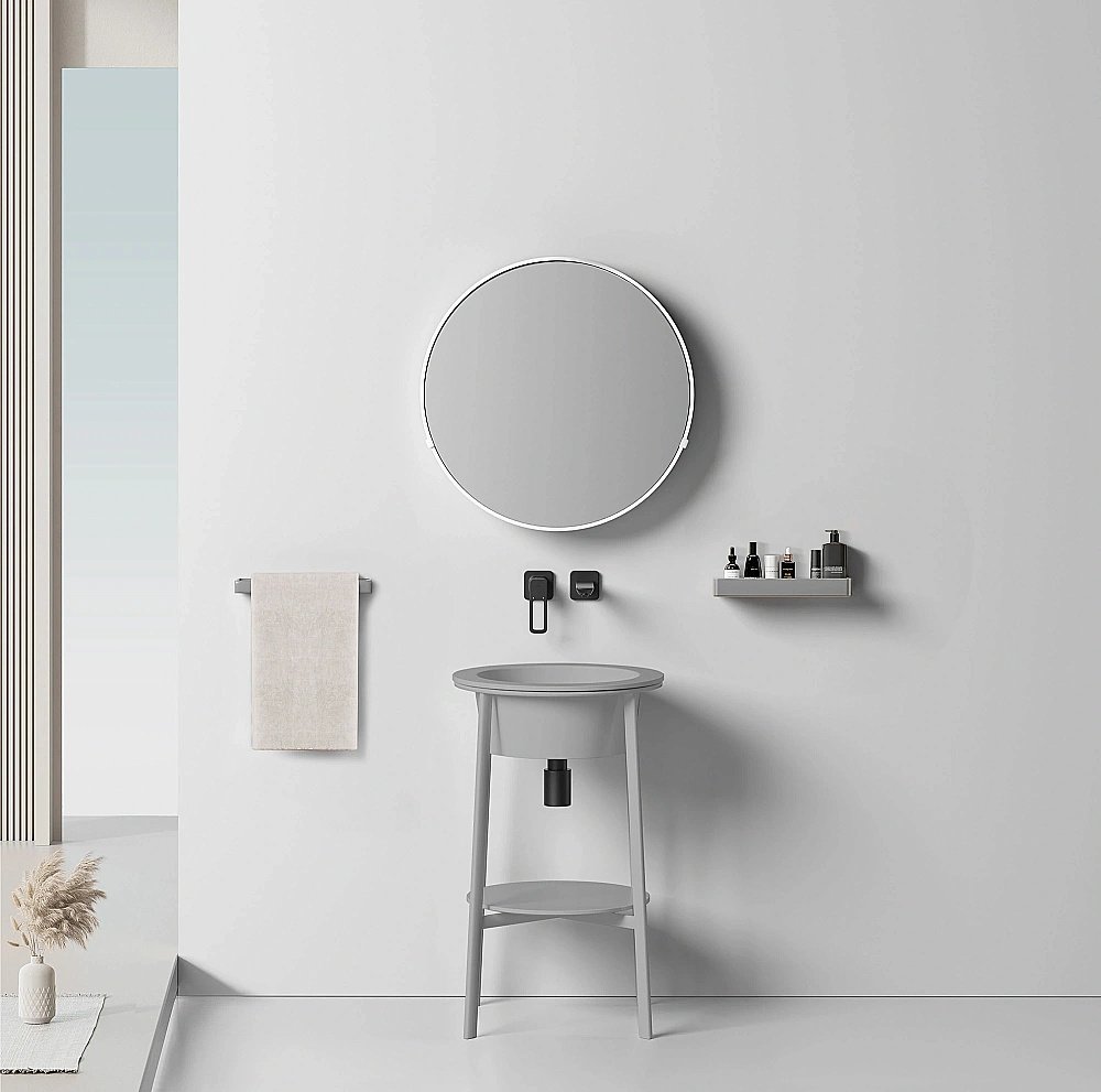 Консоль с раковиной ABBER Bequem AC2130MG серый матовый для ванной в интернет-магазине сантехники Sanbest