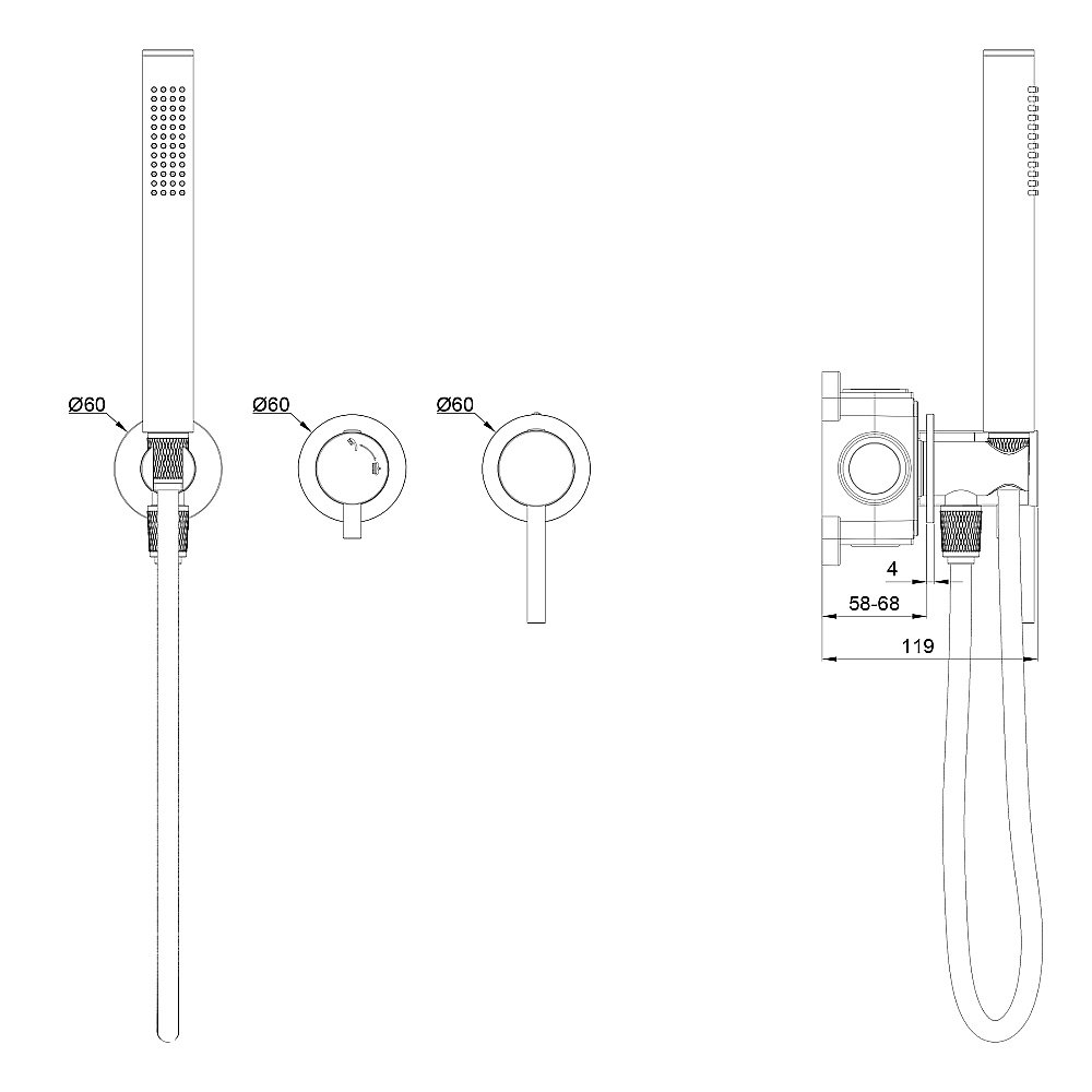 Смеситель для душевой системы встраиваемый WONZON & WOGHAND STICK, Хром (WW-838017-CR) купить в интернет-магазине сантехники Sanbest