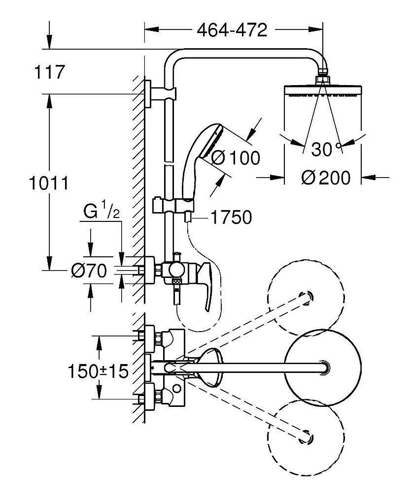 Душевая система Grohe New Tempesta System 26244001 купить в интернет-магазине сантехники Sanbest