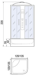 Душевая кабина River Temza 55 120x120 стекло тонированное купить в интернет-магазине Sanbest