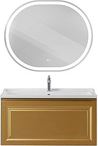 Тумба с раковиной Cezares Giubileo-N 100 GIUBILEO-N-100-1C-SO-BORO-P брашированное золото для ванной в интернет-магазине Sanbest