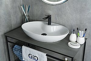 Раковина накладная Gid Lago 65 N9438 51151 белая купить в интернет-магазине Sanbest