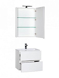 Тумба с раковиной Aquanet Алвита 60 белая глянцевая для ванной в интернет-магазине Sanbest