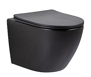 Унитаз подвесной Gid Tr2122TF-Bm черный матовый, безободковый, с крышкой микролифт, слив торнадо купить в интернет-магазине Sanbest