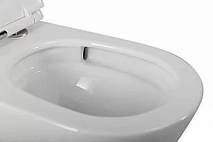Унитаз подвесной Cezares CZR-38083-49-TH-TOR/SC белый, безободквый, смыв торнадо купить в интернет-магазине Sanbest