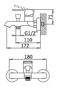 Смеситель для ванны и душа Cezares NAUTIC-VM-NOP черный матовый купить в интернет-магазине сантехники Sanbest