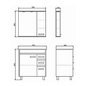 Тумба с раковиной Comforty Марио 00-00004157 75 дуб темный для ванной в интернет-магазине Sanbest
