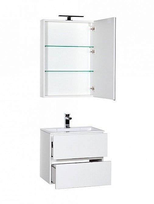 Тумба с раковиной Aquanet Алвита 60 белая глянцевая для ванной в интернет-магазине Sanbest