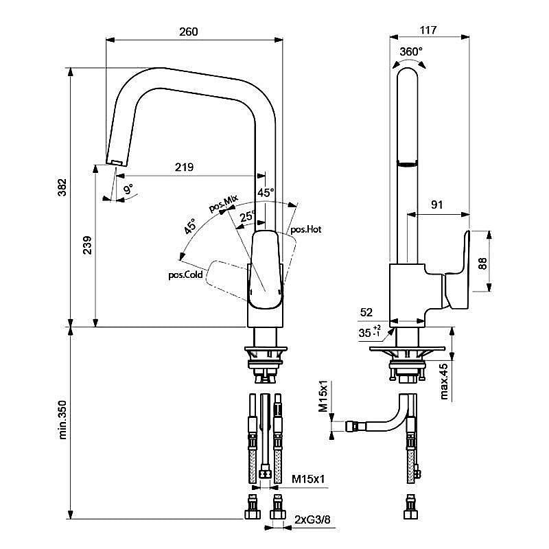 Смеситель для кухни Ideal Standard CeraPlan III B0960AA купить в интернет-магазине сантехники Sanbest