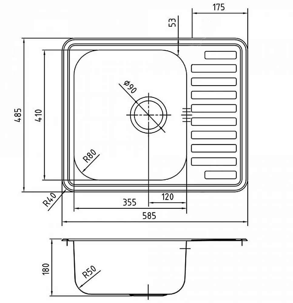 Кухонная мойка Iddis Strit STR58SDi77 58 сатин купить в интернет-магазине сантехники Sanbest