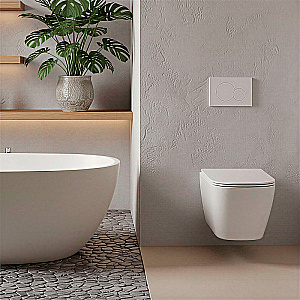 Унитаз подвесной Azario AIRA AZ-5171T-WHT белый, безободковый, с крышкой микролифт, слив торнадо купить в интернет-магазине Sanbest