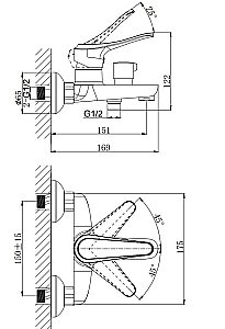 Смеситель для ванны Rush Jawa JA0735-44 купить в интернет-магазине сантехники Sanbest