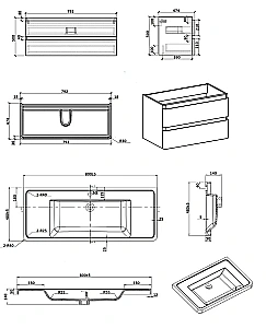 Тумба с раковиной Parly Gucci 80 подвесная белая глянцевая для ванной в интернет-магазине Sanbest