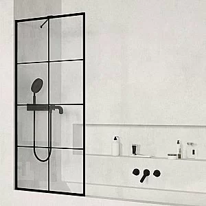 Шторка для ванны CeruttiSpa MUZA F80 прозрачное/профиль черный купить в интернет-магазине Sanbest