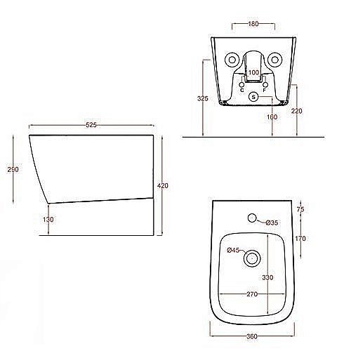 Биде подвесное ARTCERAM A16 белое купить в интернет-магазине Sanbest
