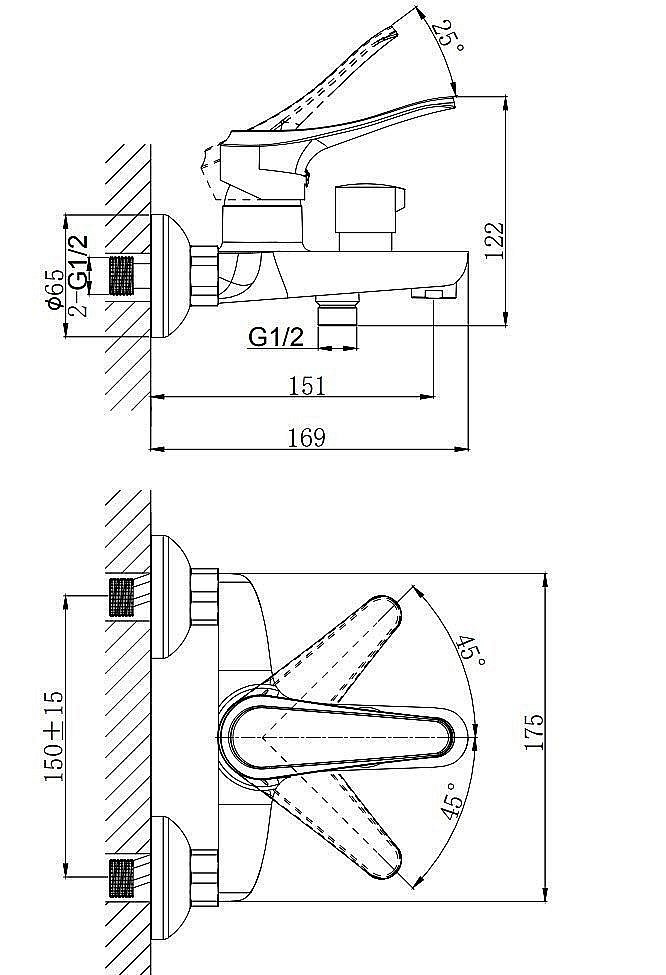 Смеситель для ванны Rush Jawa JA0735-44 купить в интернет-магазине сантехники Sanbest