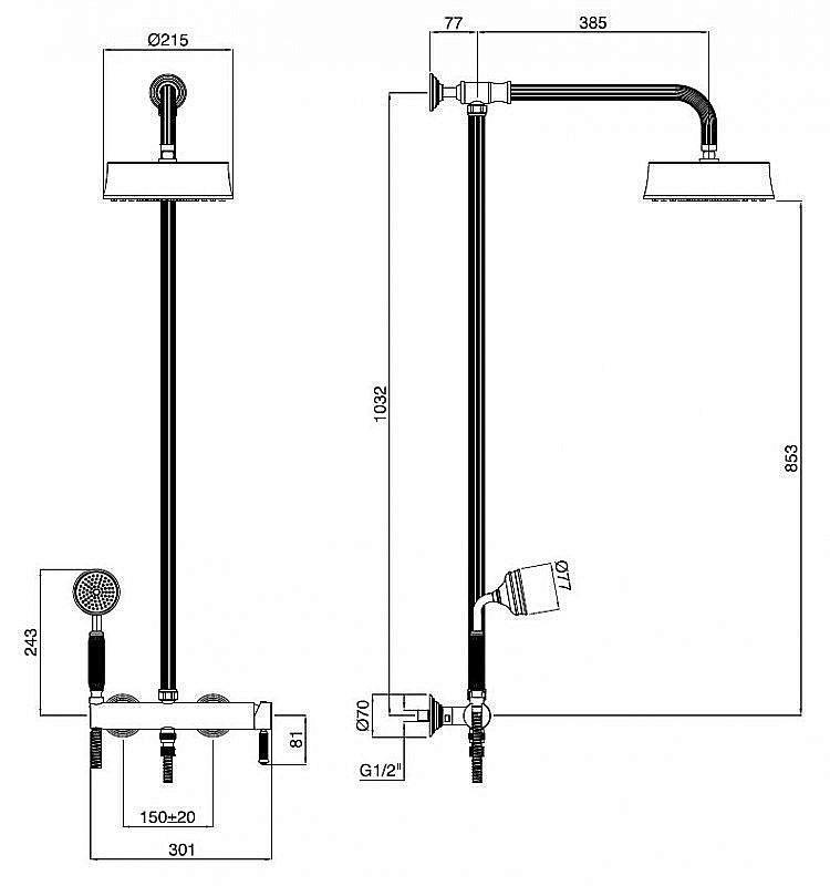 Душевая система Cezares Olimp CD хром купить в интернет-магазине сантехники Sanbest
