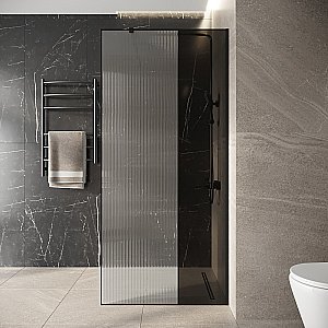 Душевая перегородка Niagara Nova 100 NG-481-10FBLACK профиль черный матовый/стекло рифленое купить в интернет-магазине Sanbest