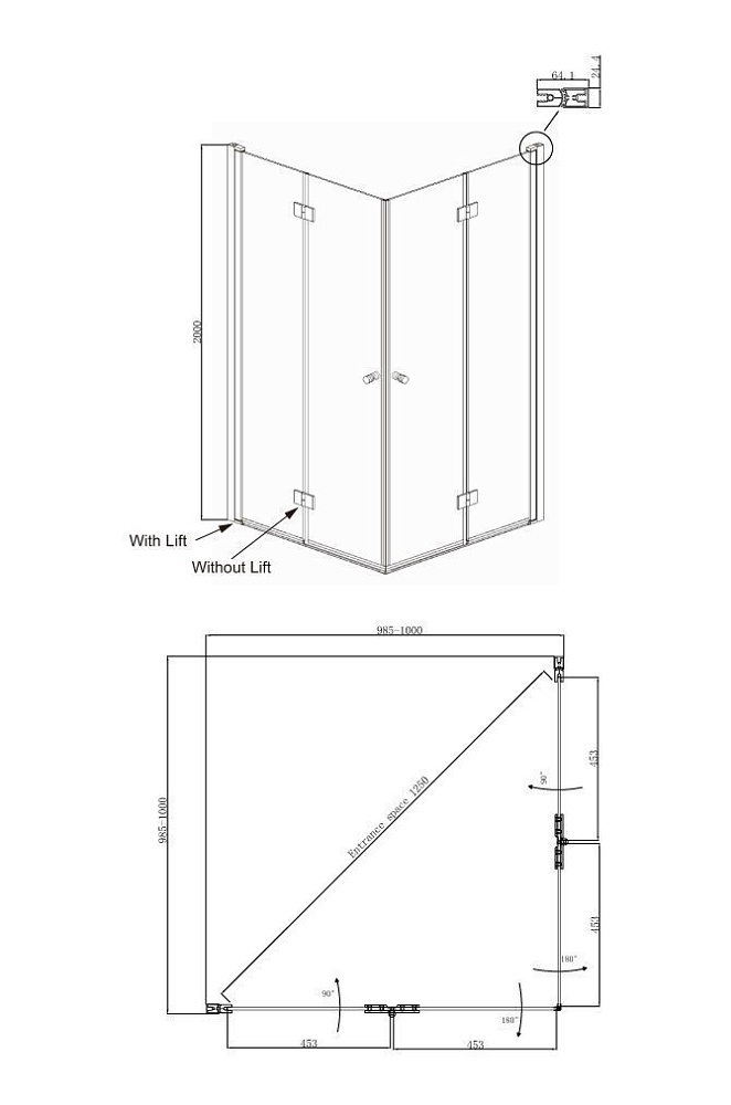 Душевой уголок Ambassador Nord 100x100 13011109 купить в интернет-магазине Sanbest