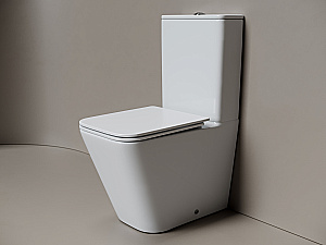 Унитаз напольный Ceramica Nova Cubic CN1803T-B/CN1803T-T белый, безободковый, с крышкой микролифт, слив торнадо купить в интернет-магазине Sanbest