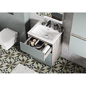 Тумба с раковиной Акватон Форест 60 дуб рошелье/сумеречный голубой для ванной в интернет-магазине Sanbest