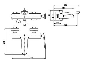Смеситель для ванны Rav-Slezak TIGRIS TG154.5CMATC купить в интернет-магазине сантехники Sanbest