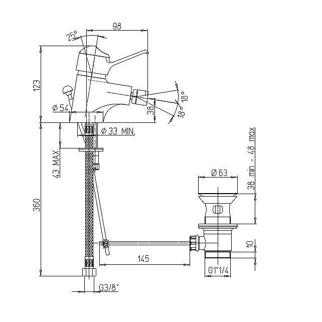 Смеситель для биде PAINI Creta 30CR306R2LMKM хром купить в интернет-магазине сантехники Sanbest