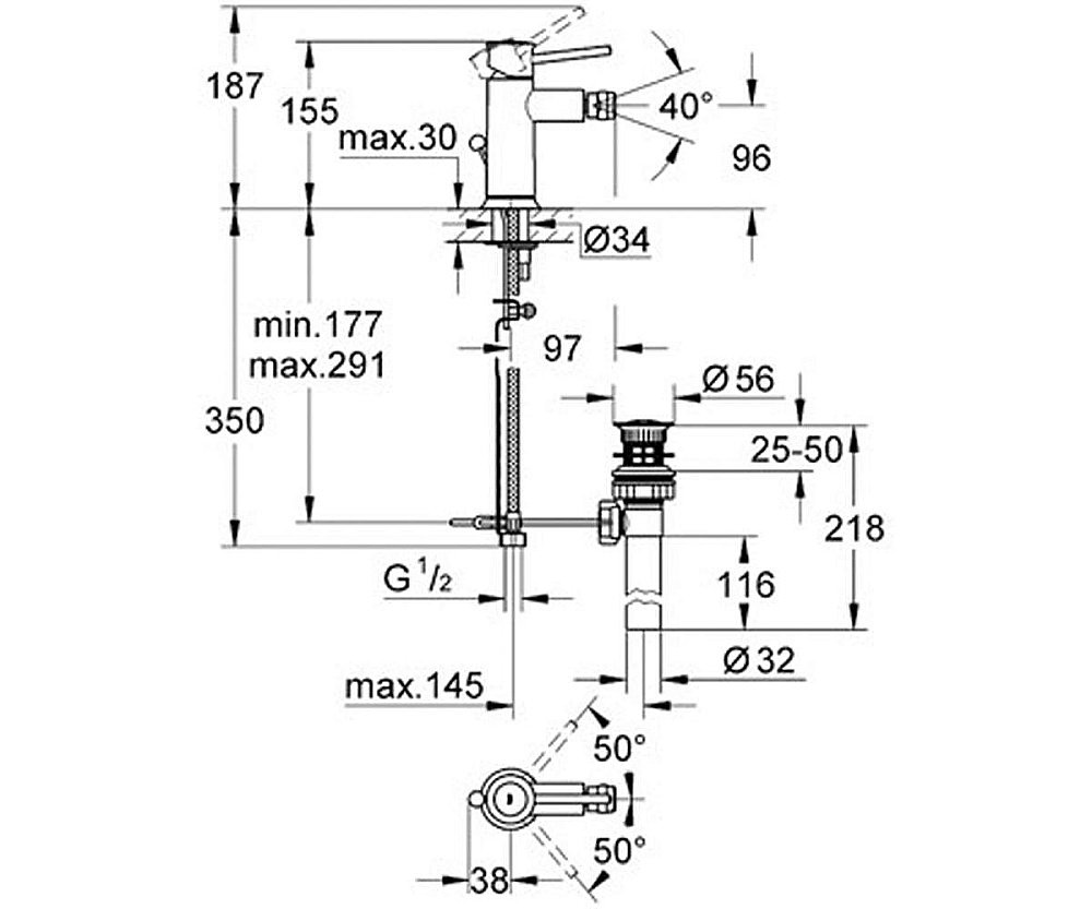 Смеситель для биде Grohe BauClassic 32864000 купить в интернет-магазине сантехники Sanbest