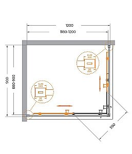 Душевой уголок Cezares Relax 120x90 RELAX-304-AH-2-120/90-C-BORO стекло прозрачное/профиль матовое брашированное золото купить в интернет-магазине Sanbest