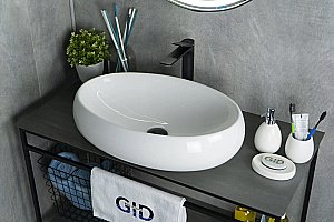 Раковина накладная Gid Lago 60 N9030a 51114 белая купить в интернет-магазине Sanbest