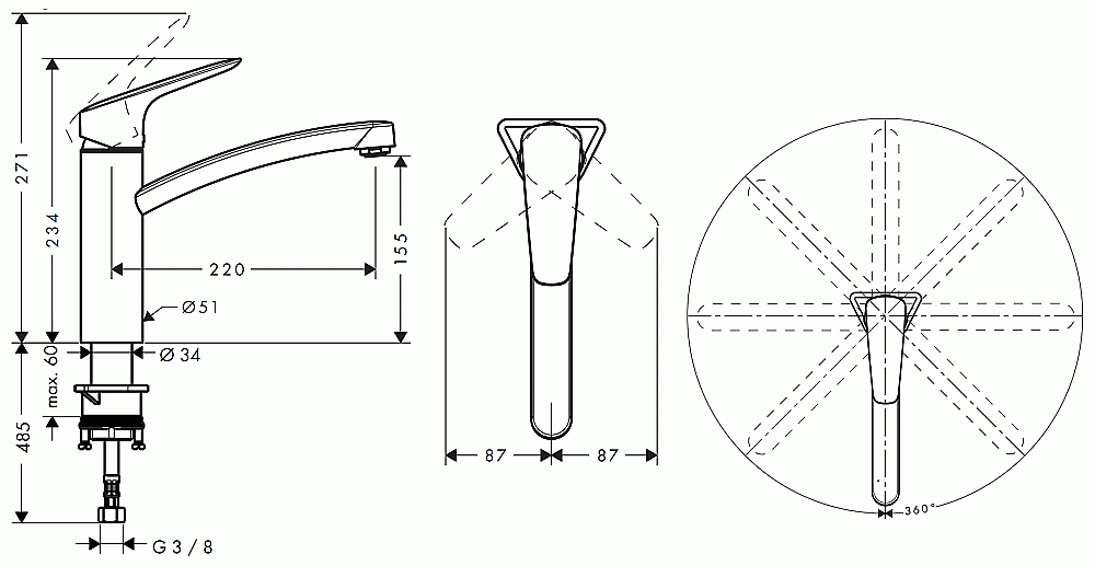 Смеситель для кухни Hansgrohe Logis 160 71832000 купить в интернет-магазине сантехники Sanbest