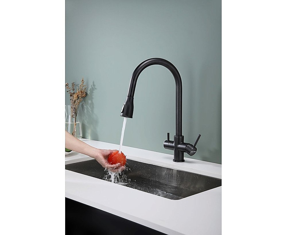 Смеситель для кухни Paulmark Lange La214212-BLM черный  купить в интернет-магазине сантехники Sanbest