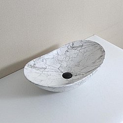 Раковина накладная CeramaLux N 63 1575 белый мрамор купить в интернет-магазине Sanbest
