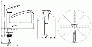 Смеситель для кухни Hansgrohe Logis 160 71832000 купить в интернет-магазине сантехники Sanbest