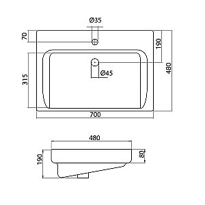 Тумба с раковиной Акватон Америна 70 М белая глянцевая для ванной в интернет-магазине Sanbest