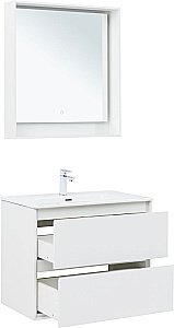 Тумба с раковиной Aquanet Милан 336369/330431 80 белый глянец для ванной в интернет-магазине Sanbest