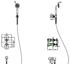 Душевая система Burlington Guild GUSHOWERPACKSQ3G золото купить в интернет-магазине сантехники Sanbest