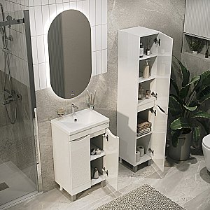 Тумба с раковиной напольная Grossman Виста 50 с 2-мя двер, белый глянец для ванной в интернет-магазине Sanbest