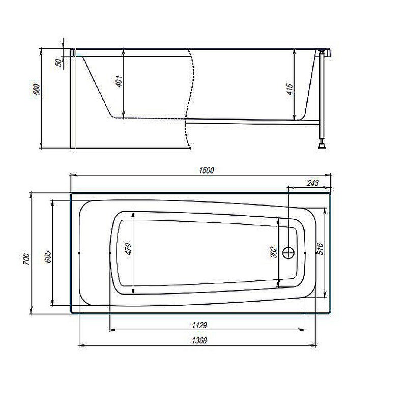 Акриловая ванна Timo OLLI1570 150x70 белая купить в интернет-магазине Sanbest