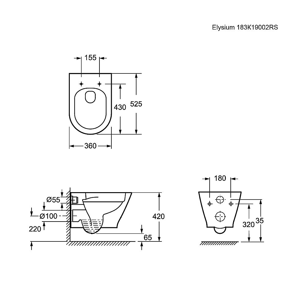 Унитаз подвесной Ambassador Elysium 183K19002RS безободковый, с крышкой микролифт, белый купить в интернет-магазине Sanbest