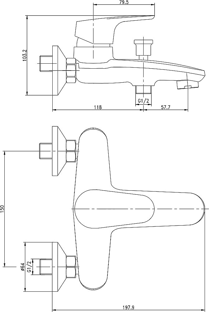 Смеситель для ванны с душем Aquanet Magic AF410-20C купить в интернет-магазине сантехники Sanbest