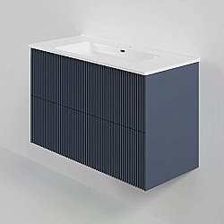 Тумба с раковиной La Fenice Terra 100 Twin FNC-01-TER-BG-100-2 синяя матовая для ванной в интернет-магазине Sanbest