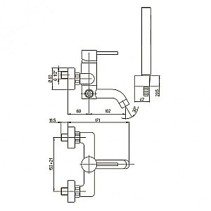Смеситель для ванны PAINI Cox 78PZ100 черный матовый купить в интернет-магазине сантехники Sanbest